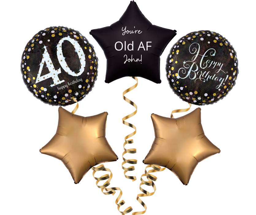 Funny Personalized 40th Birthday Balloon Bouquet Old AF 40th Birthday — So Sweet Boutique & Gift Store